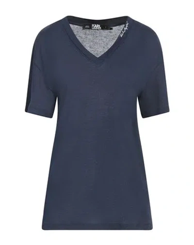 Karl Lagerfeld Woman Sweater Navy Size M Viscose, Linen