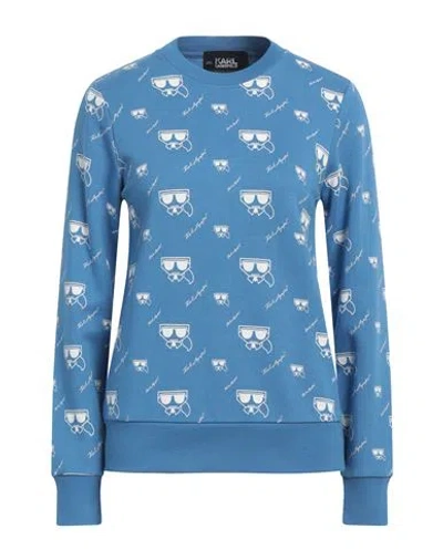 Karl Lagerfeld Woman Sweatshirt Azure Size L Cotton In Blue