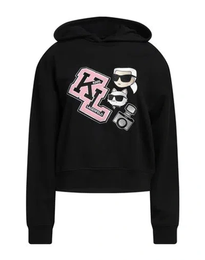 Karl Lagerfeld Woman Sweatshirt Black Size L Cotton, Polyester