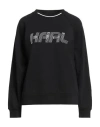 Karl Lagerfeld Woman Sweatshirt Black Size L Organic Cotton In Black