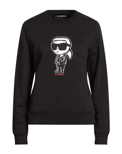 Karl Lagerfeld Woman Sweatshirt Black Size L Organic Cotton, Elastane