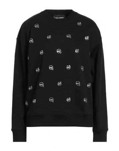 Karl Lagerfeld Woman Sweatshirt Black Size L Organic Cotton, Polyester
