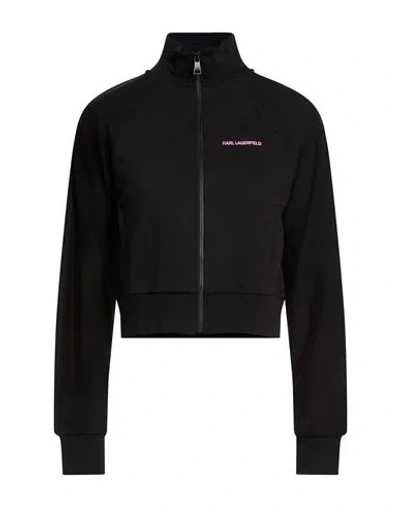 Karl Lagerfeld Woman Sweatshirt Black Size L Organic Cotton, Recycled Polyester