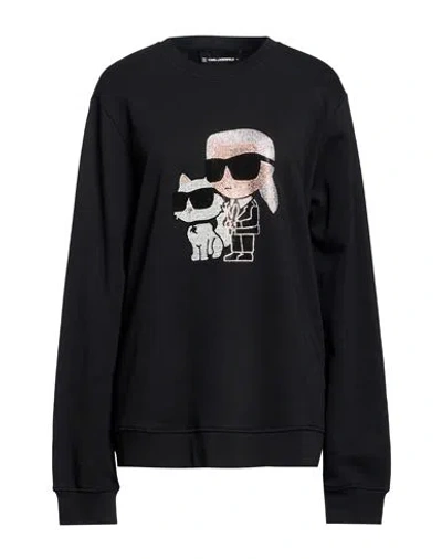 Karl Lagerfeld Woman Sweatshirt Black Size L Organic Cotton, Recycled Polyester