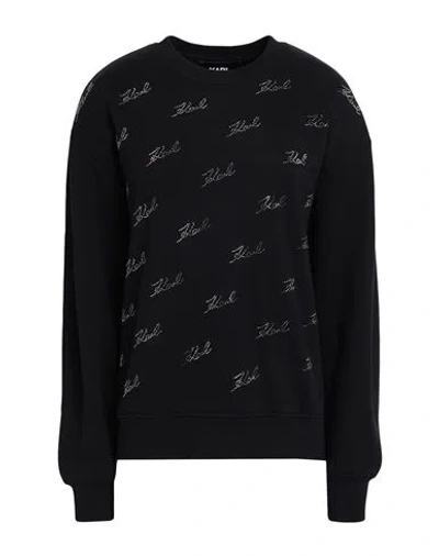 Karl Lagerfeld Woman Sweatshirt Black Size L Organic Cotton, Recycled Polyester