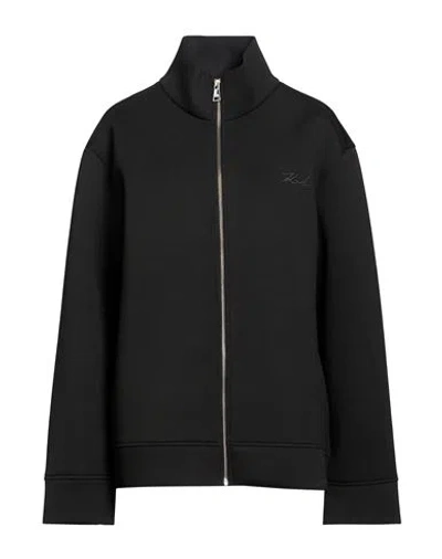 Karl Lagerfeld Woman Sweatshirt Black Size L Polyester, Viscose, Elastane In Blue