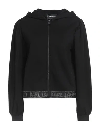 Karl Lagerfeld Woman Sweatshirt Black Size L Viscose, Polyurethane