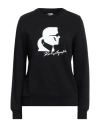 Karl Lagerfeld Woman Sweatshirt Black Size L Organic Cotton In Black