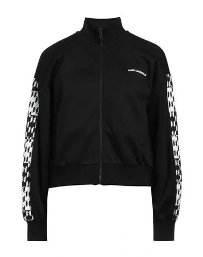 Karl Lagerfeld Woman Sweatshirt Black Size M Viscose, Polyurethane