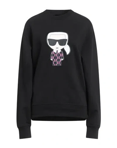 Karl Lagerfeld Woman Sweatshirt Black Size Xs Organic Cotton, Recycled Polyester