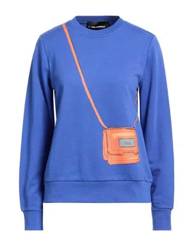 Karl Lagerfeld Woman Sweatshirt Blue Size L Organic Cotton