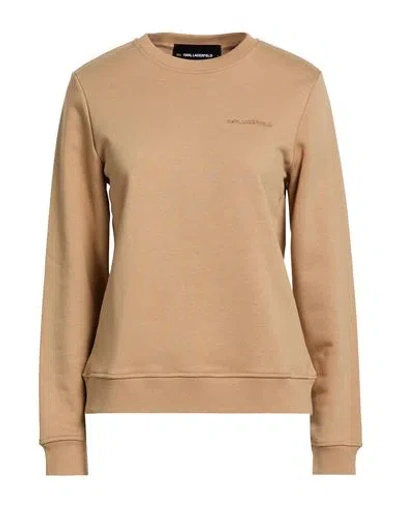 Karl Lagerfeld Woman Sweatshirt Camel Size L Organic Cotton, Recycled Polyester In Neutral