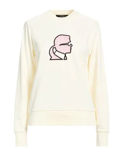 Karl Lagerfeld Woman Sweatshirt Cream Size L Cotton, Polyester In White