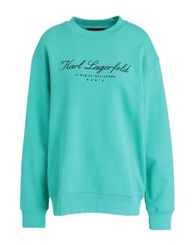 Karl Lagerfeld Woman Sweatshirt Emerald Green Size M Organic Cotton