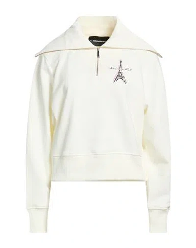 Karl Lagerfeld Woman Sweatshirt Ivory Size L Organic Cotton In Nude