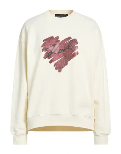 Karl Lagerfeld Woman Sweatshirt Ivory Size L Organic Cotton In White