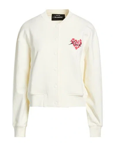 Karl Lagerfeld Woman Sweatshirt Ivory Size L Organic Cotton In White