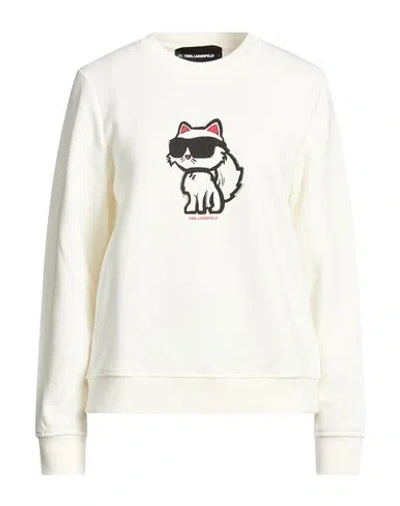 Karl Lagerfeld Woman Sweatshirt Ivory Size S Organic Cotton, Recycled Polyester In White