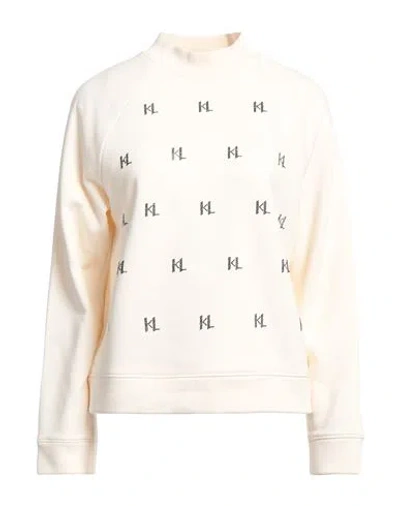 Karl Lagerfeld Woman Sweatshirt Ivory Size S Organic Cotton, Recycled Polyester In White