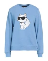 Karl Lagerfeld Woman Sweatshirt Light Blue Size Xs Organic Cotton, Recycled Polyester