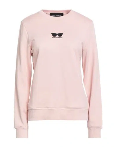 Karl Lagerfeld Woman Sweatshirt Light Pink Size L Organic Cotton