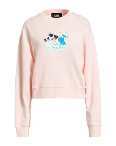 Karl Lagerfeld Woman Sweatshirt Light Pink Size L Organic Cotton