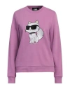 Karl Lagerfeld Woman Sweatshirt Mauve Size S Organic Cotton, Recycled Polyester In Purple