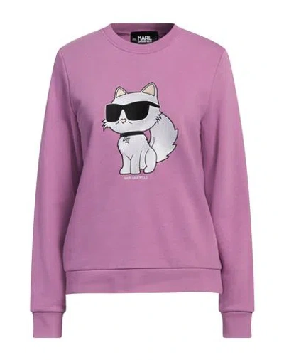 Karl Lagerfeld Woman Sweatshirt Mauve Size S Organic Cotton, Recycled Polyester In Purple