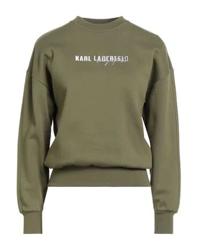 Karl Lagerfeld Woman Sweatshirt Military Green Size L Organic Cotton