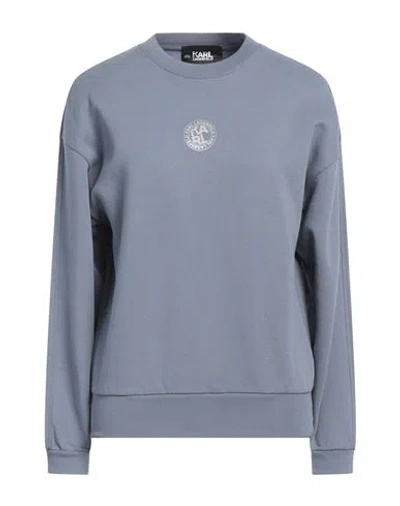 Karl Lagerfeld Woman Sweatshirt Pastel Blue Size L Cotton