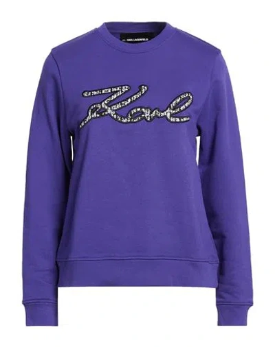 Karl Lagerfeld Woman Sweatshirt Purple Size L Organic Cotton, Recycled Polyester