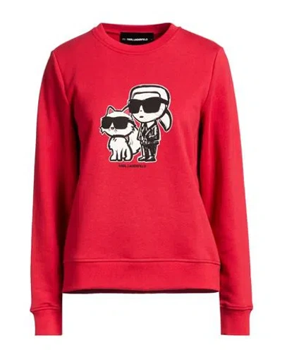 Karl Lagerfeld Woman Sweatshirt Red Size L Organic Cotton, Recycled Polyester
