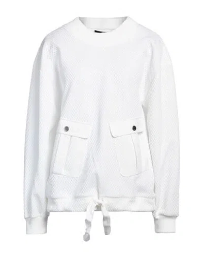 Karl Lagerfeld Woman Sweatshirt White Size 2 Polyester, Cotton, Elastane