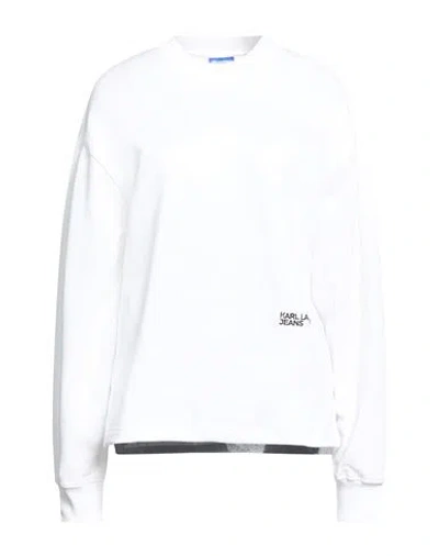 Karl Lagerfeld Woman Sweatshirt White Size L Organic Cotton In Gray