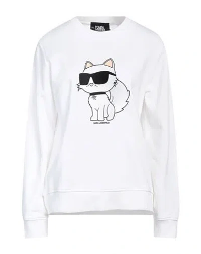 Karl Lagerfeld Woman Sweatshirt White Size L Organic Cotton, Recycled Polyester