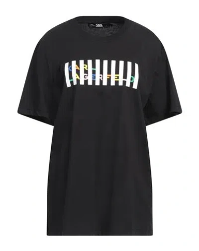 Karl Lagerfeld Woman T-shirt Black Size L Organic Cotton In Black