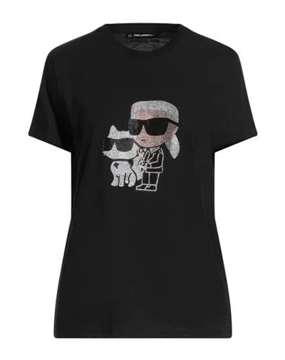 Karl Lagerfeld Woman T-shirt Black Size L Organic Cotton