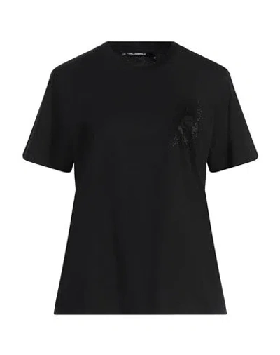 Karl Lagerfeld Woman T-shirt Black Size L Organic Cotton