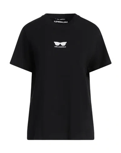 Karl Lagerfeld Woman T-shirt Black Size L Organic Cotton