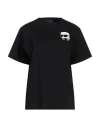 Karl Lagerfeld Woman T-shirt Black Size L Organic Cotton