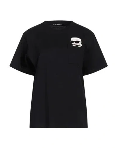 Karl Lagerfeld Woman T-shirt Black Size L Organic Cotton