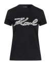 Karl Lagerfeld Woman T-shirt Black Size L Organic Cotton In Black