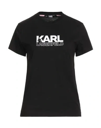Karl Lagerfeld Woman T-shirt Black Size L Organic Cotton