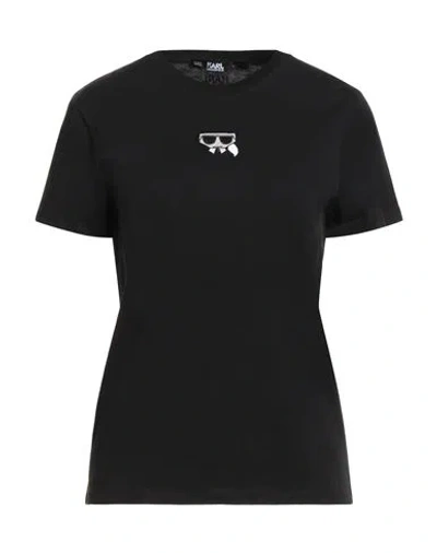 Karl Lagerfeld Woman T-shirt Black Size L Organic Cotton
