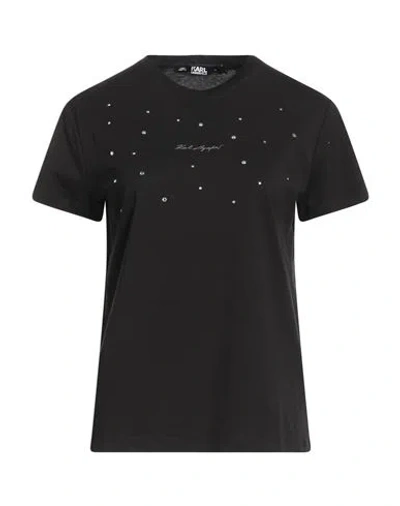 Karl Lagerfeld Woman T-shirt Black Size L Organic Cotton