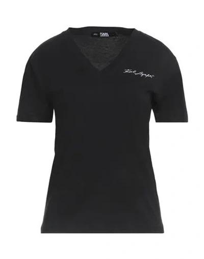 Karl Lagerfeld Woman T-shirt Black Size L Organic Cotton