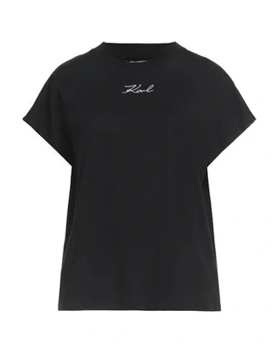 Karl Lagerfeld Woman T-shirt Black Size L Organic Cotton