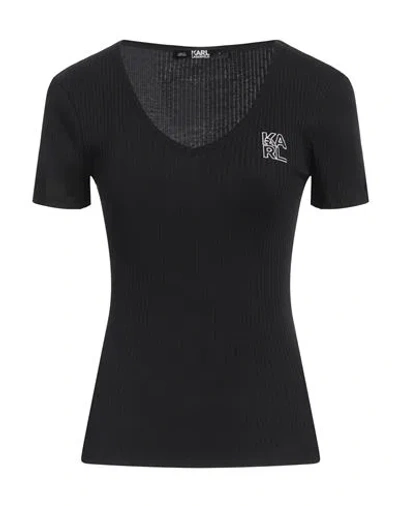 Karl Lagerfeld Woman T-shirt Black Size L Organic Cotton In Black