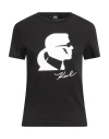 Karl Lagerfeld Woman T-shirt Black Size L Organic Cotton