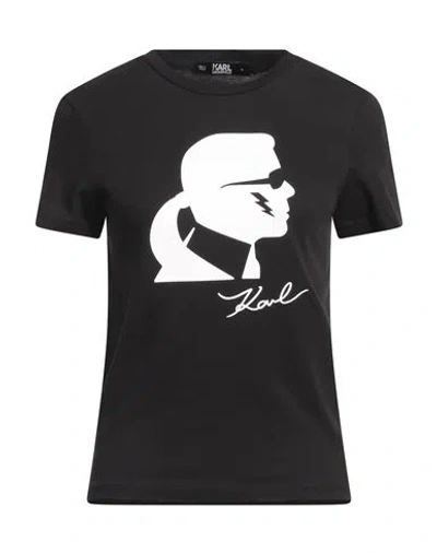 Karl Lagerfeld Woman T-shirt Black Size L Organic Cotton In Black